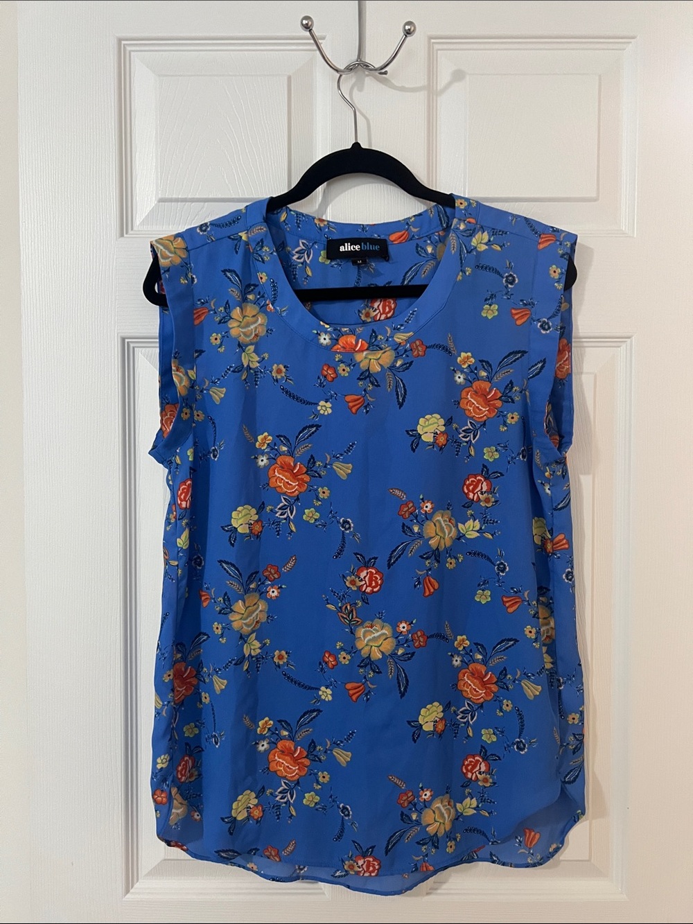 Alice Blue Royal Blue Floral Sleeveless Camisole